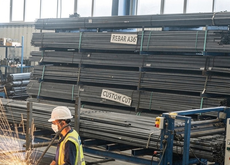 Steel manufacturing equipment in a factory