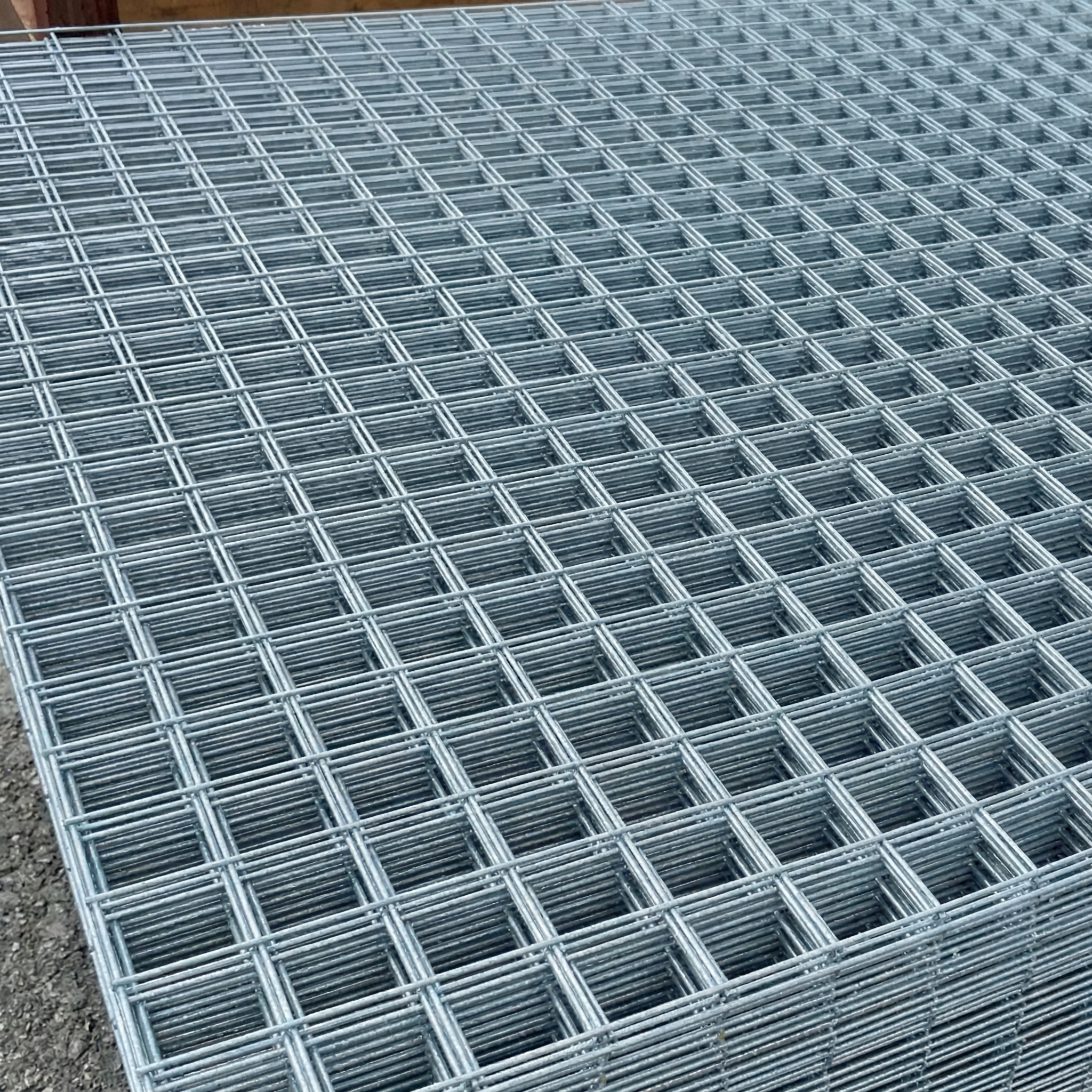 Stacks of reinforcing steel mesh sheets